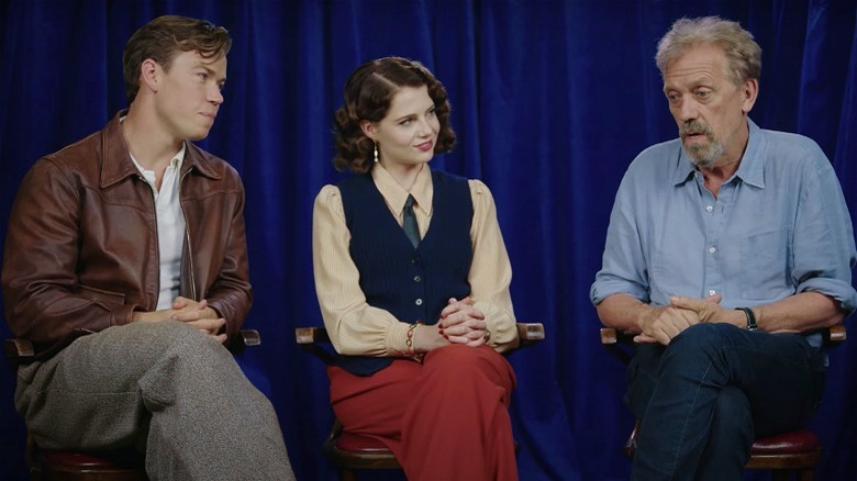 Will Poulter, Lucy Boynton, Hugh Laurie talking