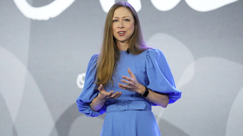Chelsea Clinton wearing blue