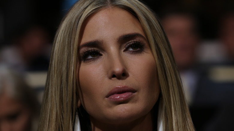 Ivanka Trump looking up at an event 