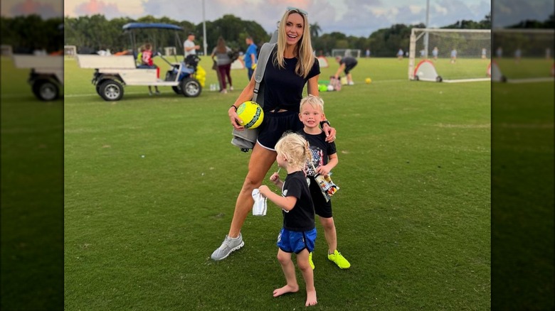Lara, Luke, and Carolina Trump on soccer field