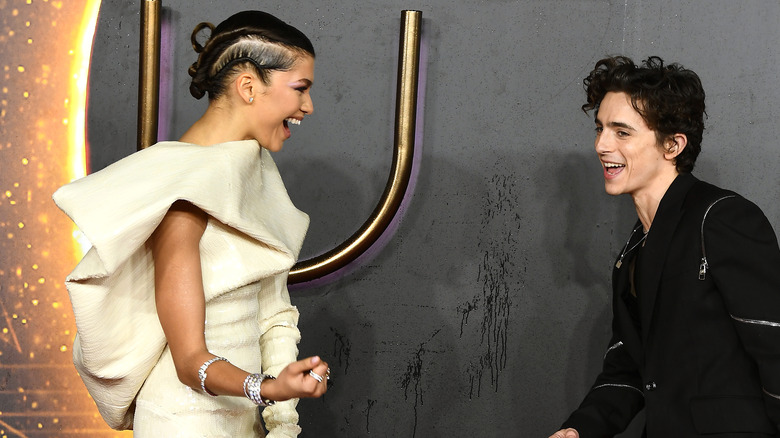 Zendaya and Timothee laughing