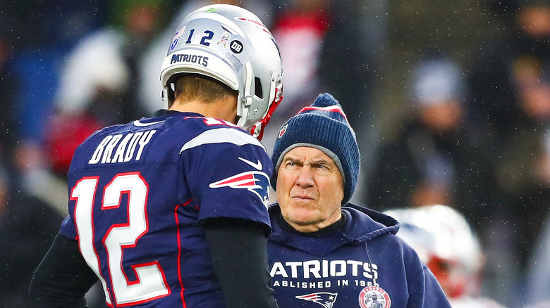 Tom Brady and Bill Belichick during a game