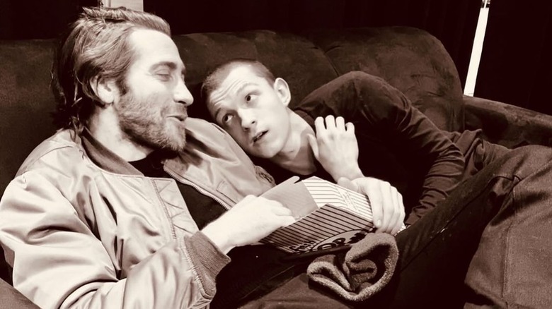Tom Holland and Jake Gyllenhaal cozying up to each other