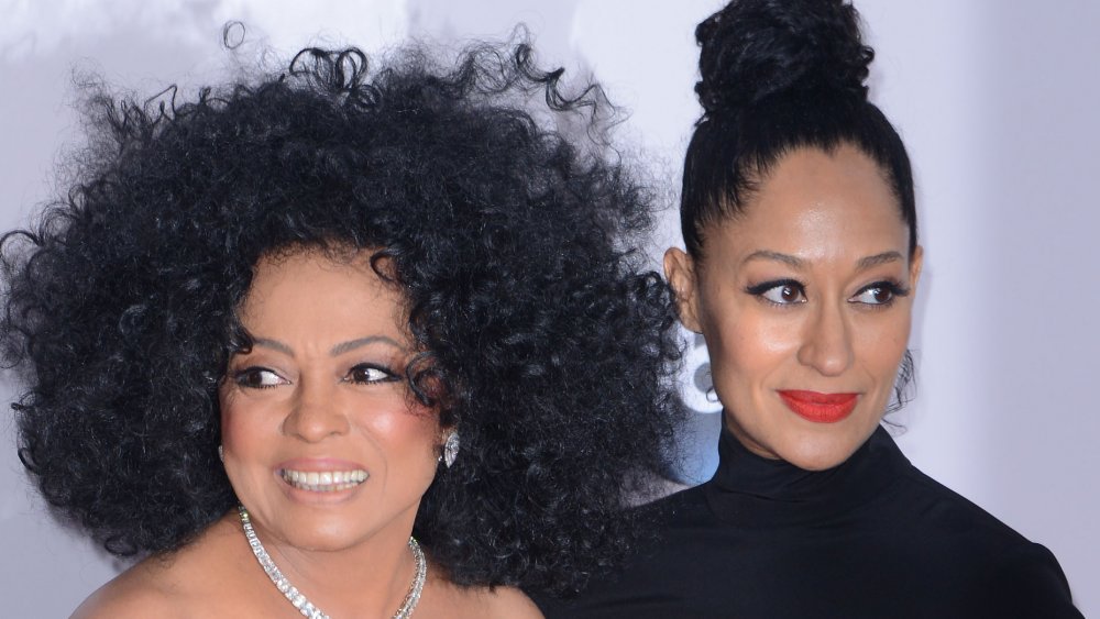 Diana Ross and Tracee Ellis Ross, both wearing black and posing together with smiles