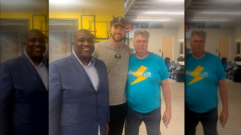 Travis and Ed Kelce pose with Kurt Menefee