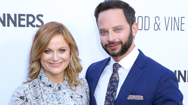 Nick Kroll and Amy Poehler at the premiere of Adult Beginners