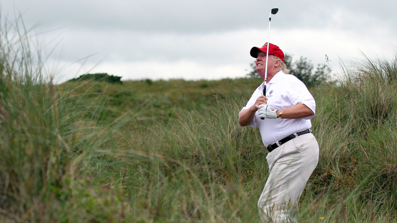 Donald Trump playing golf rough