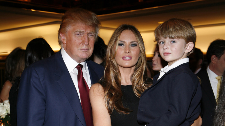 Donald Trump poses with Melania and young Barron