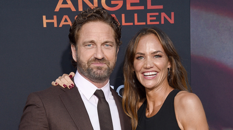 Gerard Butler and Morgan Brown smiling