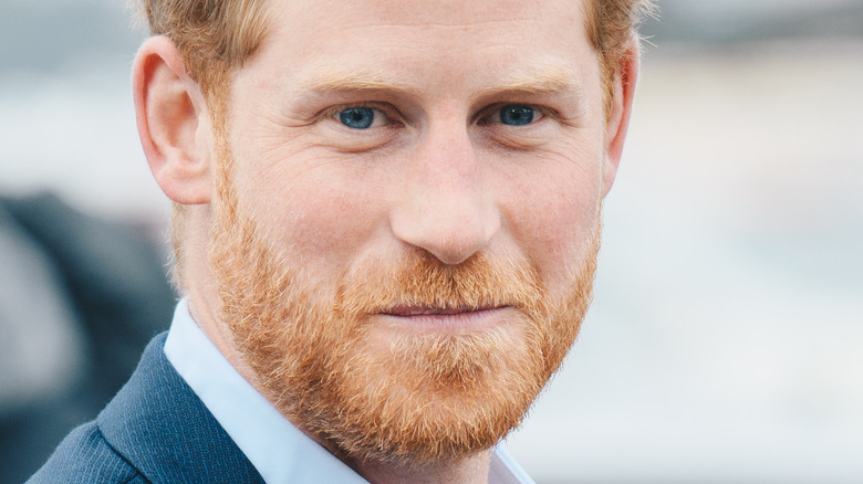 Prince Harry pursed lips