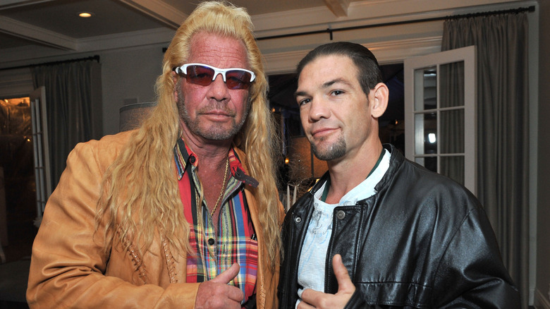 Dog the Bounty Hunter posing with his son Leland Chapman