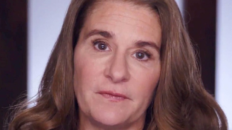 Melinda Gates looking directly into the camera