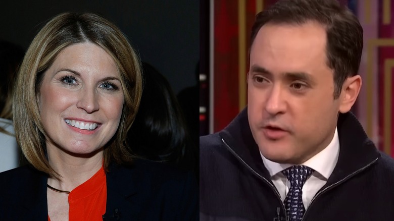 Nicolle Wallace smiling, Michael Schmidt popped collar