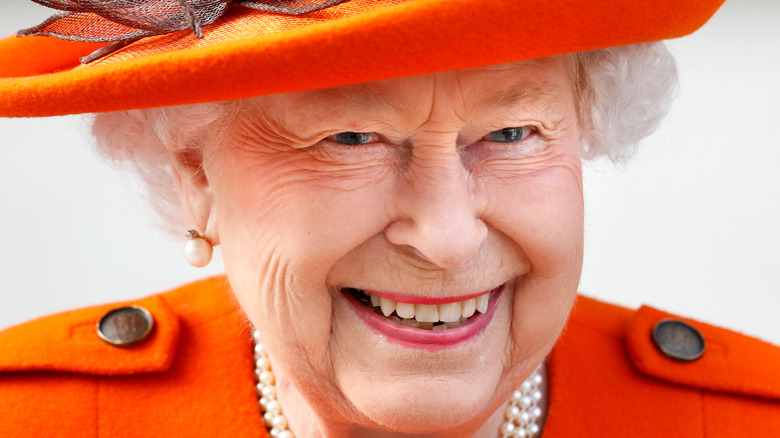 Queen Elizabeth smiling in 2021