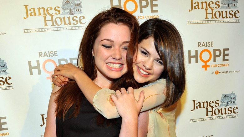 Selena Gomez and Jennifer Stone smiling