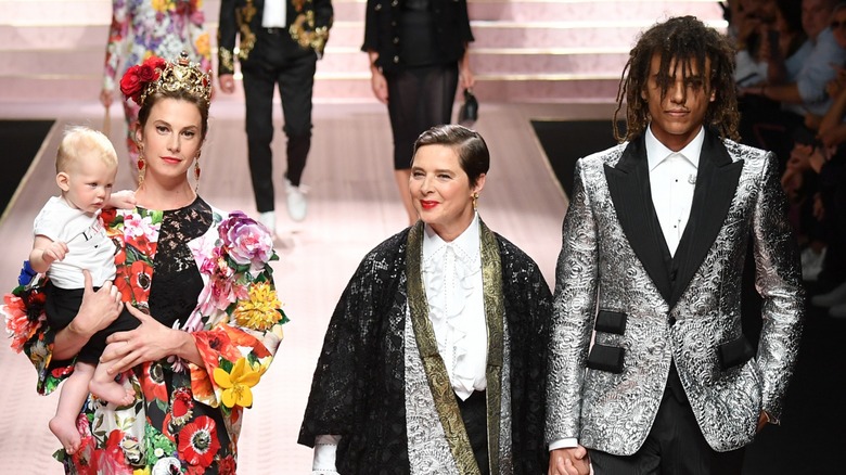 Isabella Rossellini walking the runway alongside her children and grandson