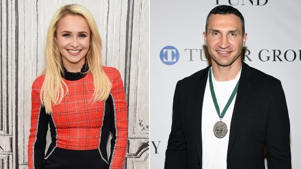 Hayden Panettiere and Wladimir Klitschko posing for the camera