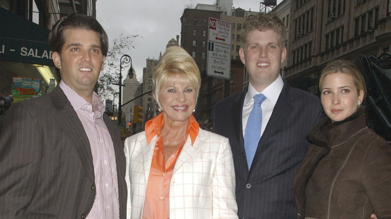 Ivana Trump with children Donald Jr., Eric, and Ivana Trump at Frederick's Madison New York