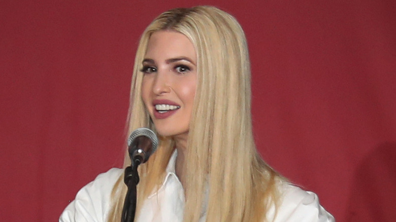 Ivanka Trump in a white dress