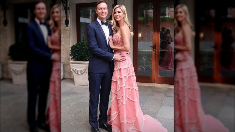 Jared Kushner and Ivanka Trump pose together at the wedding for Lauren Sanchez and Jeff Bezos (2025)