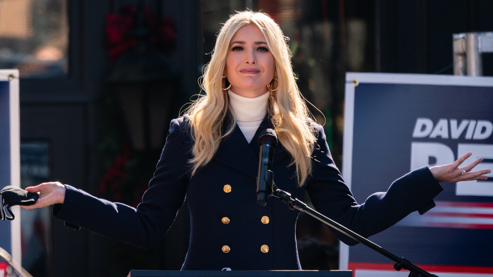 Ivanka Trump shrugging on stage