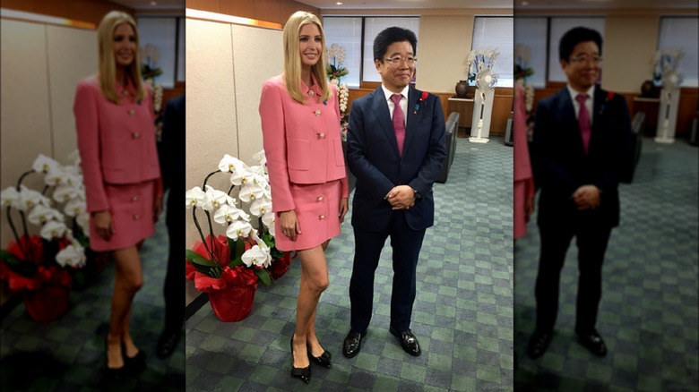 Ivanka Trump poses with Minister Katsunobu Kato