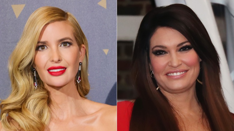Ivanka Trump and Kimberly Guilfoyle smiling, split image