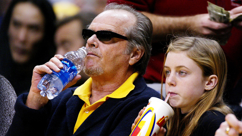 Jack Nicholson at Lakers game with Lorraine Nicholson.