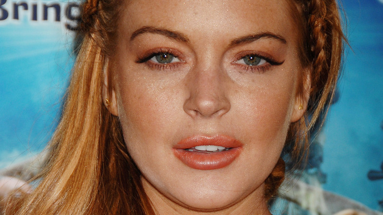 Lindsay lohan open mouth pose