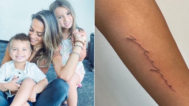 Jana Kramer with her kids and her new tattoo