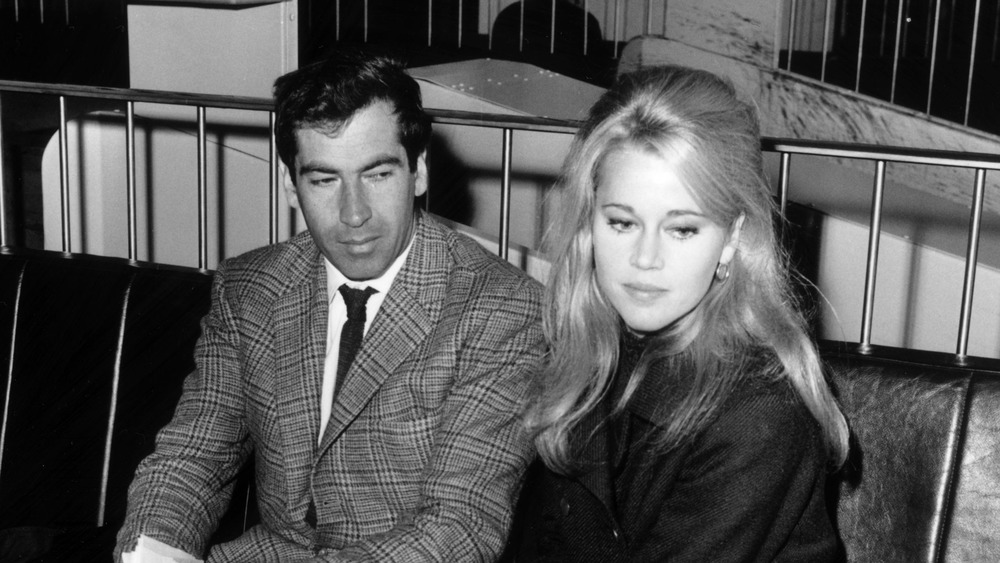 Jane Fonda and Roger Vidim looking miserable in London