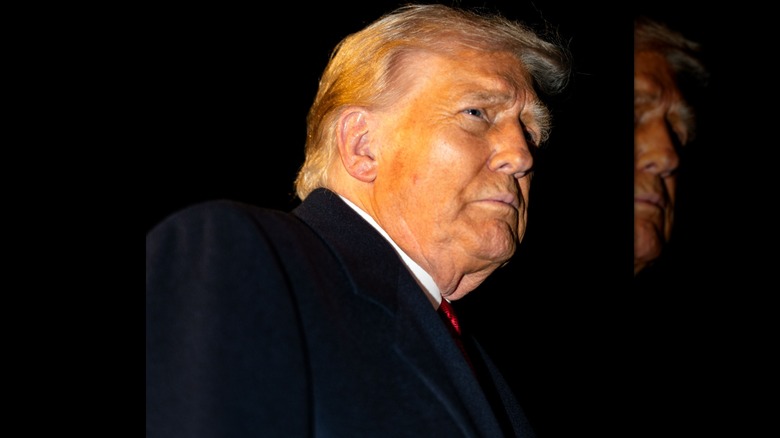 Donald Trump pictured from below.