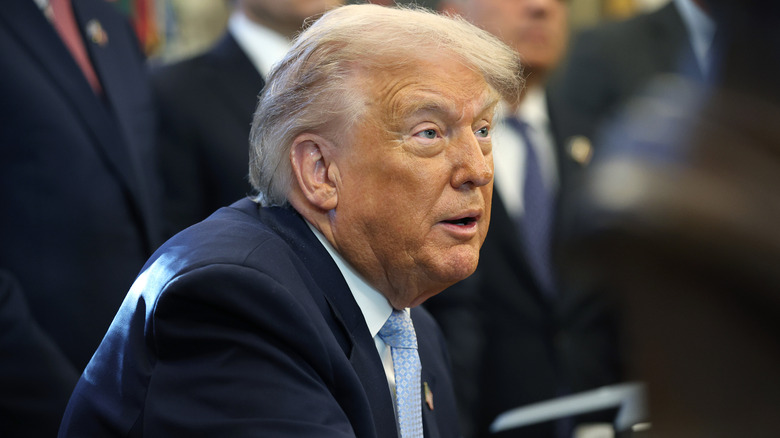 Donald Trump speaking at a meeting at the White House.