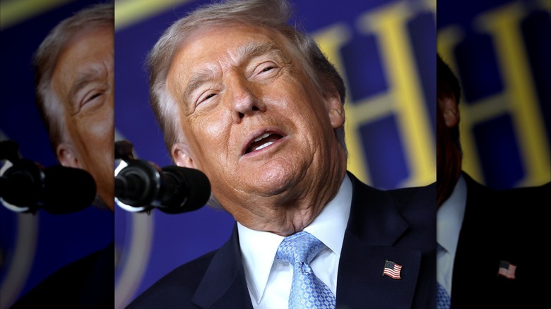 Donald Trump speaking on stage