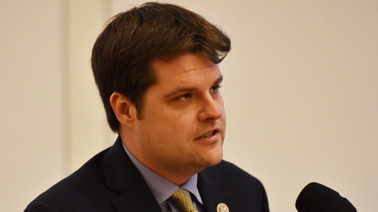 Matt Gaetz speaking at a hearing.