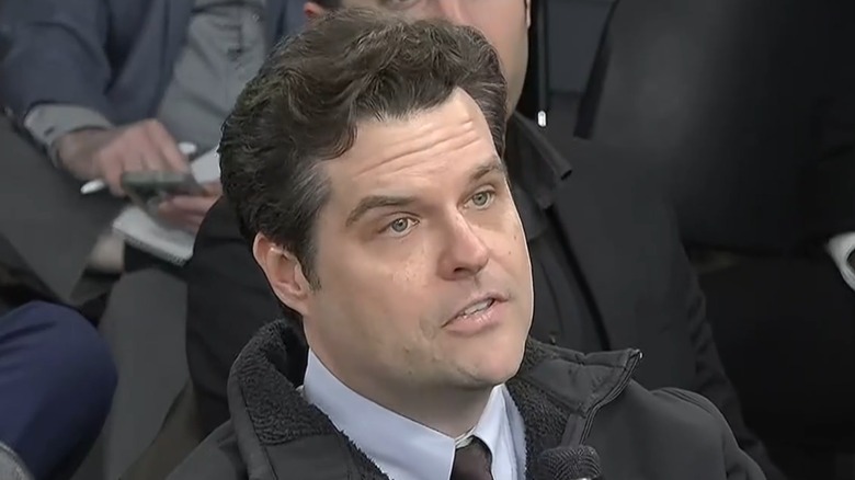 Matt Gaetz asking questions in a Pentagon press briefing.