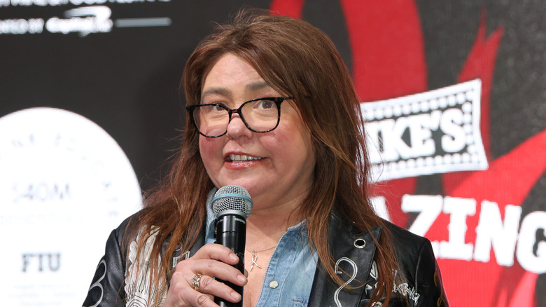Rachael Ray speaking at a food event.