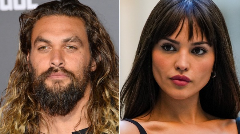 Jason Momoa and Eiza Gonzalez split image