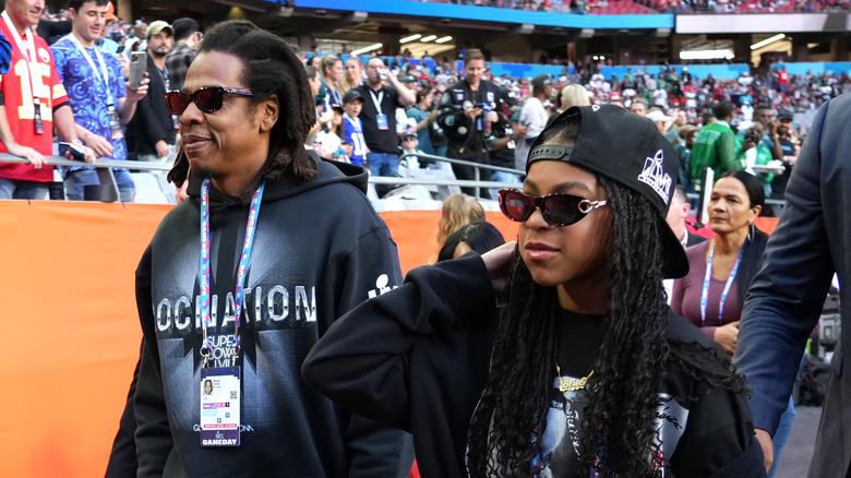 Jay-Z and Blue Ivy at Super Bowl 2023