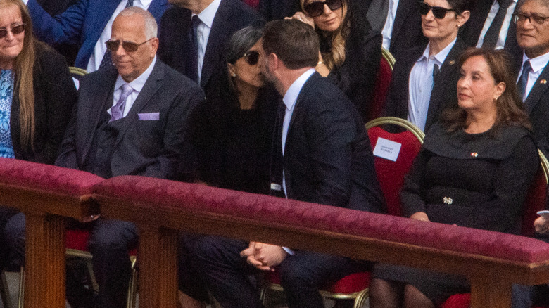 Usha and JD Vance kissing at Pope Leo XIV's inaugural mass