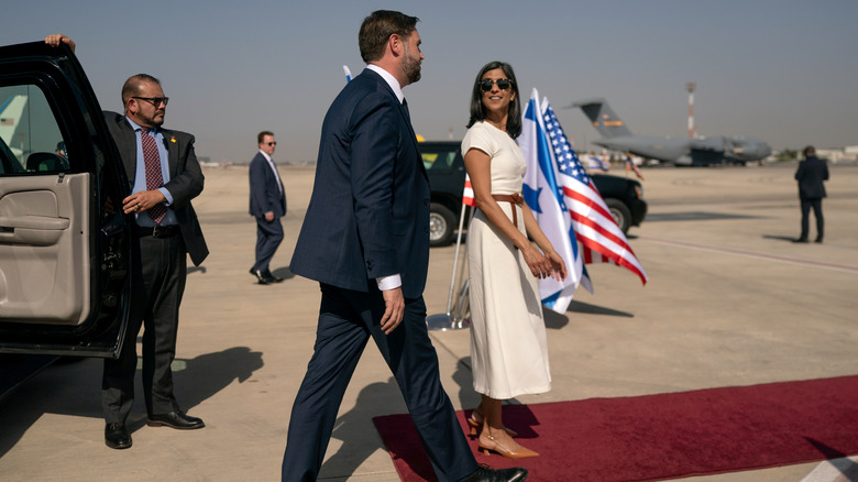 Vice President JD Vance and Second Lady Usha Vance boarding Air Force Two