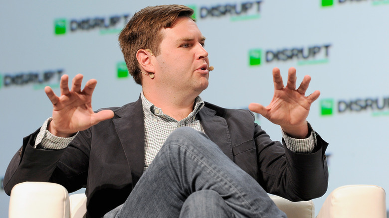 Rise of the Rest Seed Fund managing partner J.D. Vance speaking onstage during Day 2 of TechCrunch Disrupt SF 2018 at Moscone Center