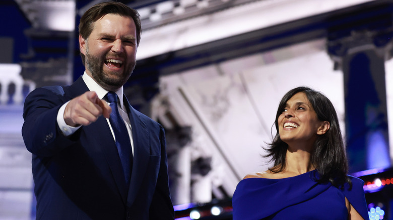 JD Vance laughing with Usha Vance