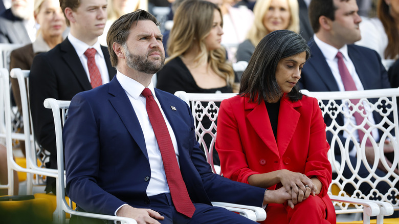 JD Vance and Usha Vance holding hands