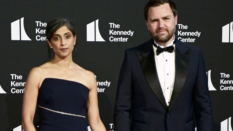 Usha Vance and JD Vance posing