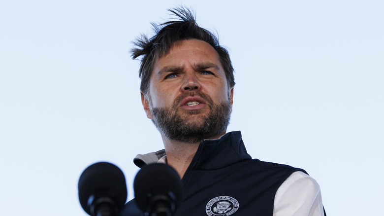 U.S. Vice President JD Vance delivering remarks to members of the US military