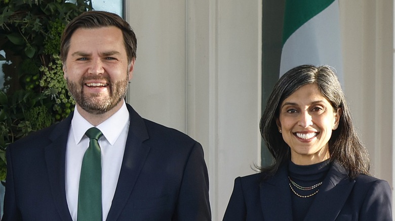 JD Vance and Usha Vance smiling in Washington, DC (2025)