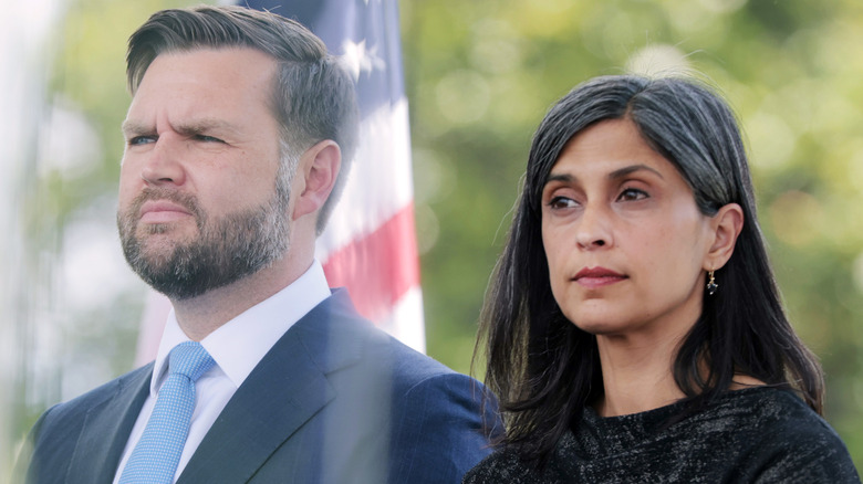 JD Vance and Usha Vance at a memorial service