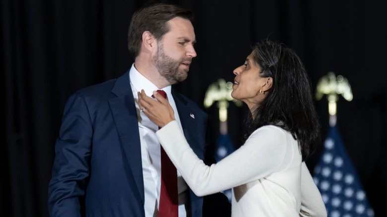 JD and Usha Vance looking at each other