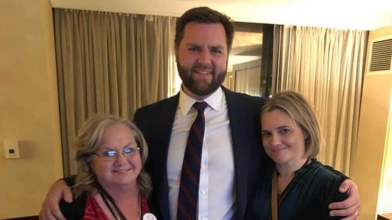 JD Vance poses with his mother and sister
